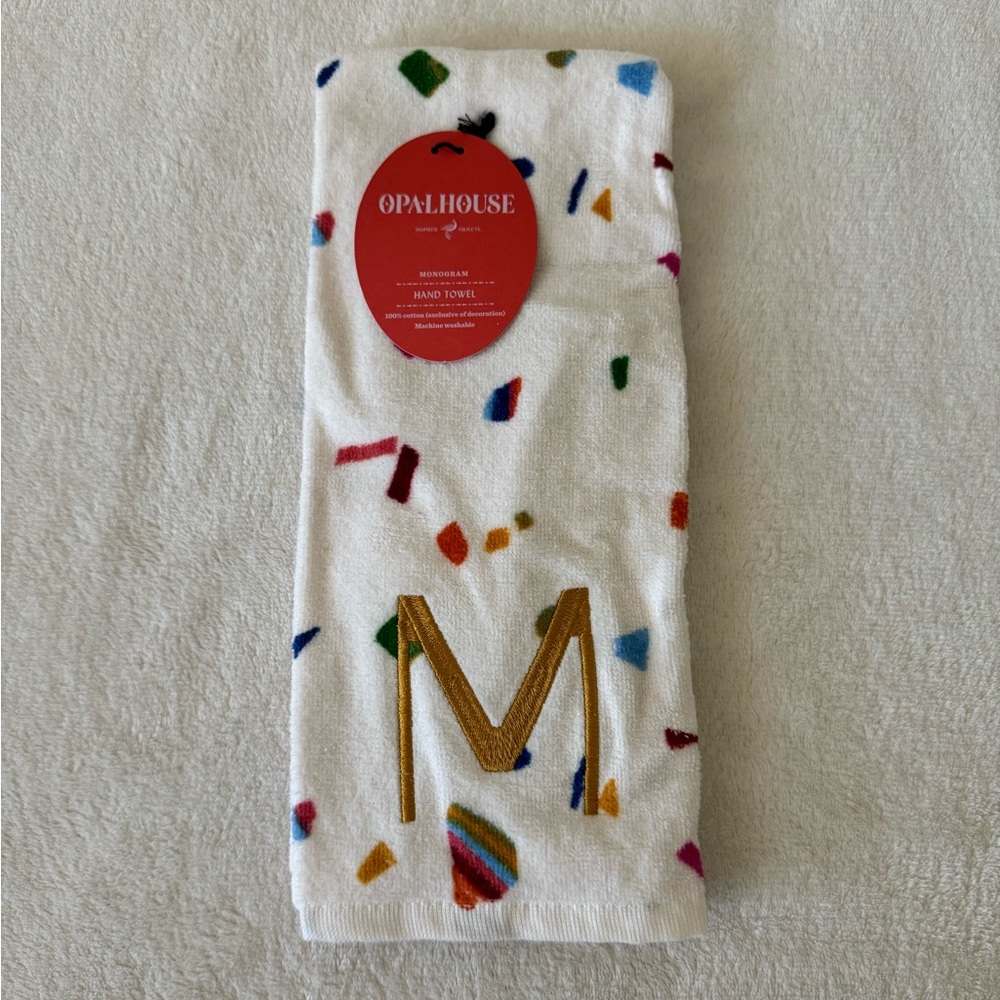 NWT Opalhouse Letter “M” Monogram Hand Towel